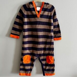 Hanna Andersson Hooded Striped Henley Sweater Romper 18-24M VGUC